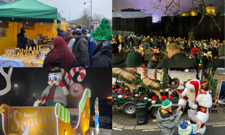 Over 9,000 visitors brought to Caerphilly Town Centre for the Caerphilly Winter Food and Craft Fair and the River of Light Lantern Parade